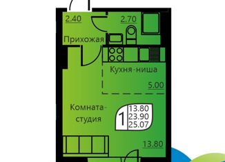 Продажа 1-комнатной квартиры, 25.07 м2, Пермь, улица Гашкова, 55, ЖК Мотовилихинский
