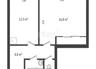 Продается однокомнатная квартира, 42.4 м2, Красноярск, Судостроительная улица, 31А, ЖК КБС. Берег