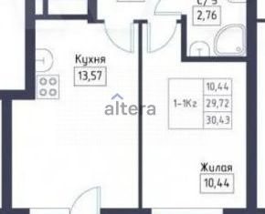 Однокомнатная квартира на продажу, 30.43 м2, село Осиново, Спортивная улица, 6