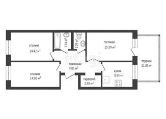 Продам трехкомнатную квартиру, 73.7 м2, посёлок Солонцы, Кедровая улица, 7А