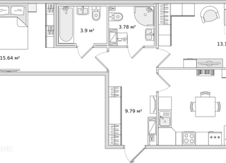 Продажа двухкомнатной квартиры, 64.5 м2, Санкт-Петербург, метро Чёрная речка, Вазаский переулок, 3