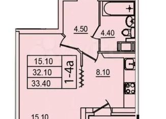 Продается 1-комнатная квартира, 32.1 м2, Санкт-Петербург, ЖК Поэт, улица Кустодиева, 3к2