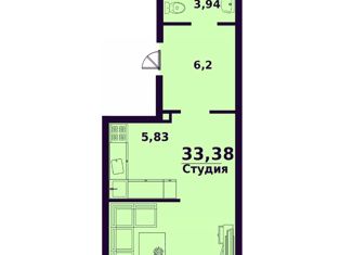 Продам квартиру студию, 33.38 м2, Ульяновская область, жилой комплекс Сиреневый, 4