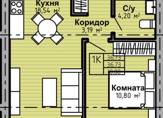 Продам 1-ком. квартиру, 36.73 м2, Ярославская область, улица Панина, 3к3