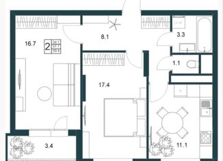 Продажа 2-комнатной квартиры, 59.4 м2, Липецк, Минская улица, 4Б, ЖК Столица