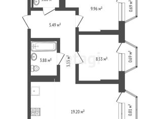 Продается двухкомнатная квартира, 53.5 м2, Тюмень, улица Фармана Салманова, 3