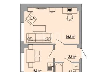 Продаю 1-комнатную квартиру, 34.3 м2, Липецк, улица Виктора Музыки, 1