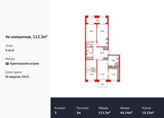 3-ком. квартира на продажу, 113.4 м2, Санкт-Петербург, ЖК Гранд Вью, жилой комплекс Гранд Вью, к1