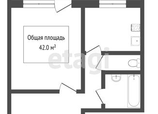 1-комнатная квартира на продажу, 39 м2, Томск, улица Бирюкова, 24