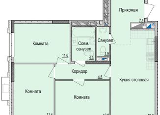 Продается трехкомнатная квартира, 71.8 м2, Удмуртия, Красная улица, 118к2