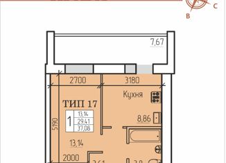 1-комнатная квартира на продажу, 37 м2, Сыктывкар, улица Карла Маркса, 129, Октябрьский район