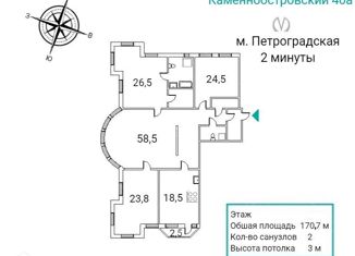 4-комнатная квартира на продажу, 170.7 м2, Санкт-Петербург, Каменноостровский проспект, 40А