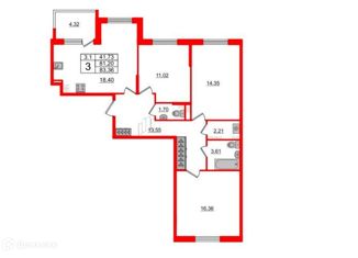 Продам 2-ком. квартиру, 83 м2, Санкт-Петербург, Поэтический бульвар, 5, метро Проспект Просвещения