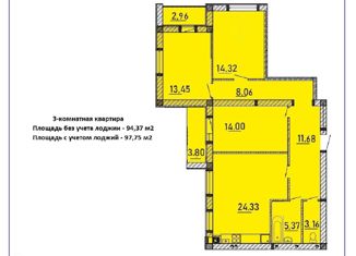 Продается трехкомнатная квартира, 94.37 м2, Керчь, Вокзальное шоссе, 145, ЖК Образцово