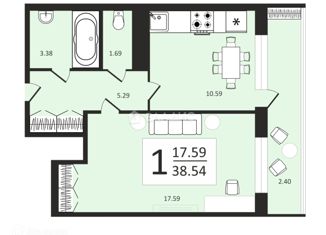 Продажа 1-ком. квартиры, 39.1 м2, Санкт-Петербург, метро Звёздная, Среднерогатская улица, 11