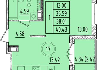 Продаю 1-комнатную квартиру, 35.59 м2, посёлок Шушары, Образцовая улица, 6к1, ЖК Образцовый Квартал 8