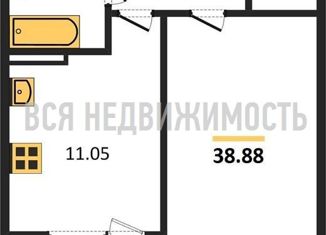 1-комнатная квартира на продажу, 38.88 м2, Воронеж, улица 121 Стрелковой Дивизии, 9, ЖК Суворов-Сити