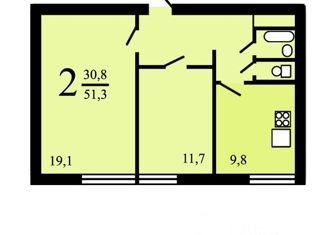 Продается двухкомнатная квартира, 51 м2, Москва, улица Фридриха Энгельса, 7-21, улица Фридриха Энгельса