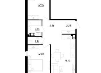 Продажа 2-ком. квартиры, 60.31 м2, городской посёлок Фёдоровское, Счастливая улица, 4