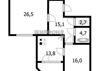 2-комнатная квартира на продажу, 80 м2, Новосибирск, улица Ильича, 23, улица Ильича