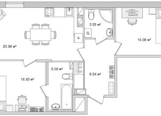 Продажа 2-ком. квартиры, 75.54 м2, Санкт-Петербург, Белоостровская улица, 10к1, метро Лесная