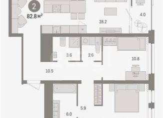 Продам 2-комнатную квартиру, 78.8 м2, Тюменская область, улица Игоря Киртбая, 30