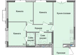 3-ком. квартира на продажу, 72.7 м2, Удмуртия, Красная улица, 118к2