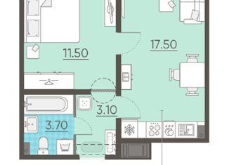 Продам 1-ком. квартиру, 34.7 м2, Санкт-Петербург, ЖК Цивилизация, улица Дыбенко, 5к1