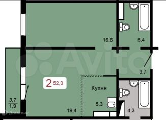 2-комнатная квартира на продажу, 52.3 м2, Красноярск, ЖК Мичурино, Апрельская улица, 5М