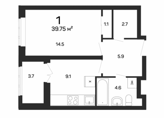 Продается 1-ком. квартира, 40.1 м2, Нижний Новгород, улица Героя Советского Союза Сафронова, 7к1, ЖК Заречье