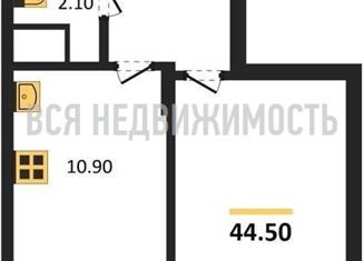 Продается 1-комнатная квартира, 44.5 м2, Воронеж, Краснознамённая улица, 57/5, ЖК Высота