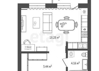 Квартира на продажу студия, 27.9 м2, Тюмень, Амурская улица, 39, ЖК Парковый