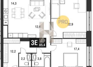 Двухкомнатная квартира на продажу, 85.4 м2, Москва, проезд Серебрякова, 11к1, ЖК Сильвер