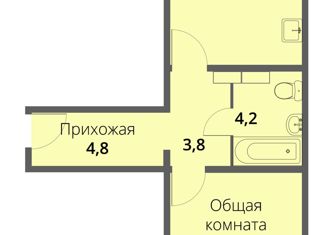 Продажа 1-ком. квартиры, 44.8 м2, Орёл, Зареченская улица, 6к4, микрорайон Пробуждение