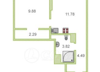 Продается 1-комнатная квартира, 32.2 м2, Тюмень, Харьковская улица, 74, ЖК Сердце Сибири