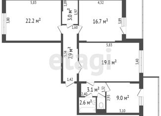 Продам трехкомнатную квартиру, 85.2 м2, Красноярск, проспект 60 лет Образования СССР, 36, жилой район Солнечный