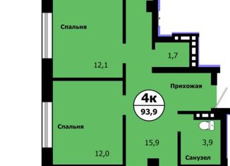 Продам 4-ком. квартиру, 96.5 м2, Красноярск, Свердловский район, улица Лесников, 41