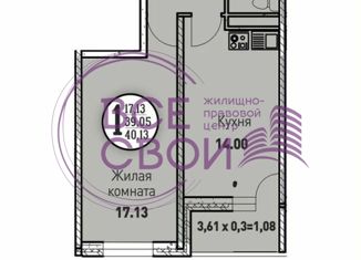 Однокомнатная квартира на продажу, 40 м2, Краснодарский край, Круговая улица, 4Вк6