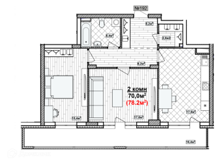 Продажа двухкомнатной квартиры, 78.2 м2, Нижний Новгород, ЖК Корица, улица Александра Хохлова, 7