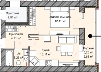 Продажа 1-комнатной квартиры, 36.2 м2, Киров, Березниковский переулок, 28, ЖК Северный