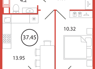 Продажа однокомнатной квартиры, 37.45 м2, поселок Бугры, аллея Ньютона, 2, ЖК Энфилд