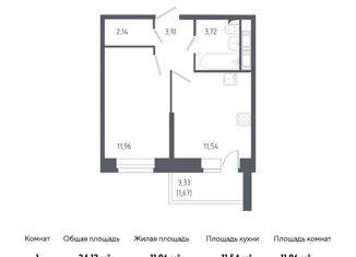Продается 1-ком. квартира, 34.13 м2, Колпино, ЖК Новое Колпино, жилой комплекс Новое Колпино, к34
