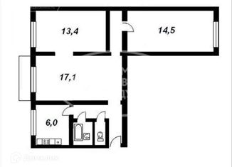 3-комнатная квартира на продажу, 59.6 м2, Лысьва, улица Бурылова, 9