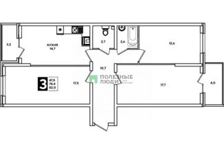 3-комнатная квартира на продажу, 78.4 м2, Новороссийск, улица Котанова, 2к1, ЖК Арена