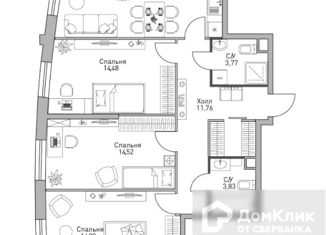 Продаю 3-ком. квартиру, 89.4 м2, Москва, улица Лобачевского, 120к3, ЖК Событие