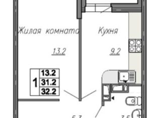 1-комнатная квартира на продажу, 33 м2, Ростов-на-Дону, ЖК Скай Парк, улица Нансена, 83к1с1