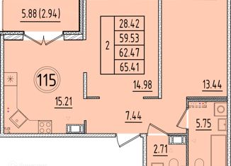 2-комнатная квартира на продажу, 59.53 м2, Санкт-Петербург, Образцовая улица, 6к2