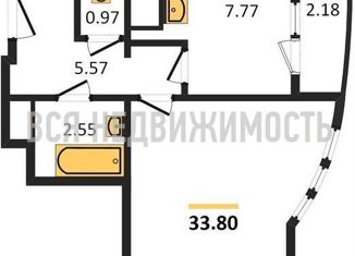 1-комнатная квартира на продажу, 33.8 м2, Воронеж, улица 9 Января, 233/40, ЖК Эверест