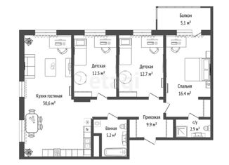 Продам 3-ком. квартиру, 90.2 м2, Тюмень, ЖК Интеллект Квартал, улица Фармана Салманова, 16