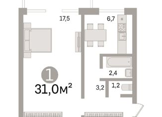 1-комнатная квартира на продажу, 31 м2, Москва, Студенческая улица, 12, метро Киевская